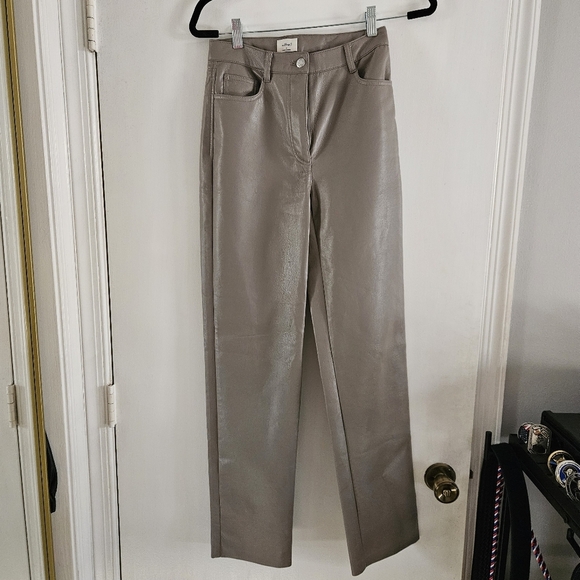 Wilfred The Melina Pant High-waisted Vegan Leather Pants in Light Taupe Size 2 - Picture 3 of 12